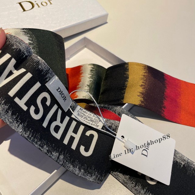 Dior專櫃新款迪奧雙面斜紋真絲束發帶飄帶款可當小圍巾綁頭髮綁手袋 mmyj1648